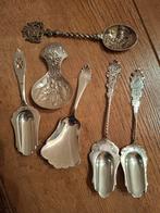 Zilver bestek suikerschepjes, lepeltje en theeduimpje, Ophalen of Verzenden