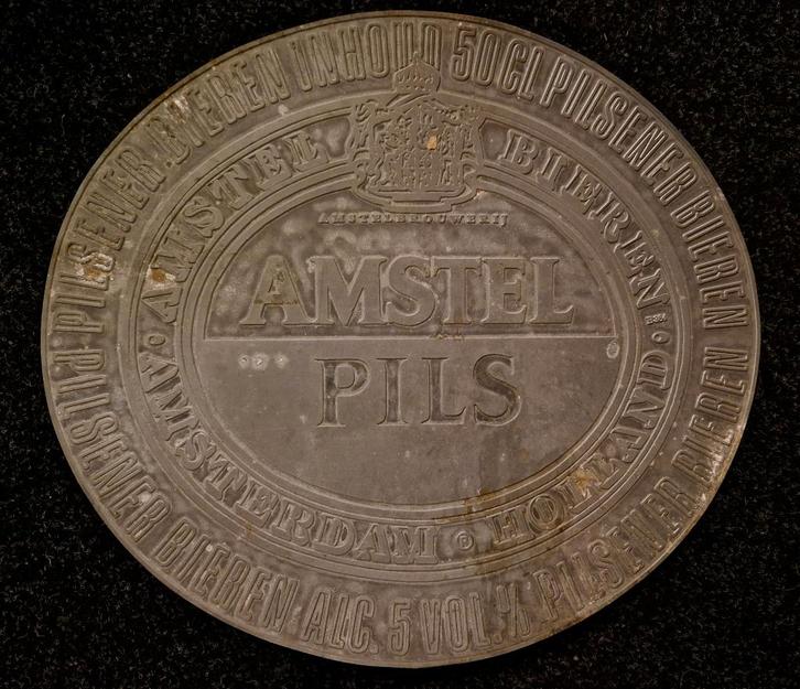 Amstel Bier Pils ontwerp sjabloon 3D model one of a kind, Verzamelen, Biermerken, Gebruikt, Reclamebord, Plaat of Schild, Amstel
