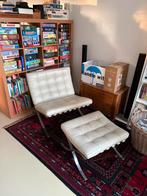 Barcelona chair (2x) plus hocker, creme, Ophalen, Gebruikt, 75 tot 100 cm, 50 tot 75 cm