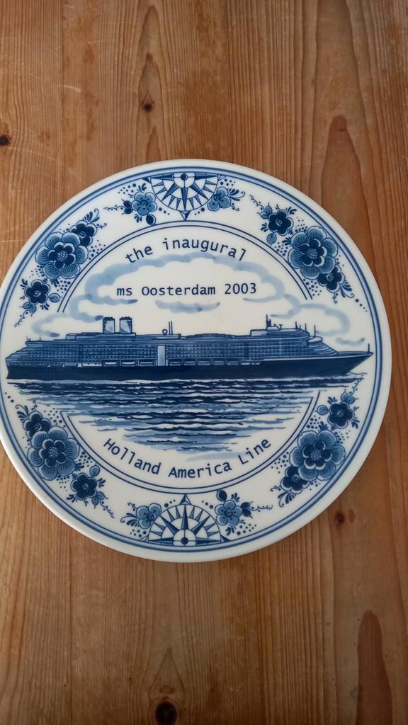 Delfts Blauw Bord - MS Oosterdam 2003, Antiek en Kunst, Antiek | Wandborden en Tegels, Ophalen of Verzenden