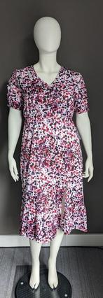 Merkloze vintage jurk. Roze Paars gebloemd. Maat 46. #2213, Jurk, Vintage, Zo goed als nieuw, Paars
