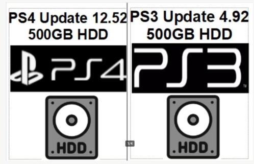 Ps3 Update 4.92 / Ps4 Update 12.52. + 2,5'' 500GB Hard-Disk, Spelcomputers en Games, Spelcomputers | Sony PlayStation Consoles | Accessoires