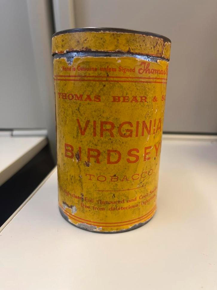 Ongeopend tabaksblik uit 1920, Verzamelen, Blikken, Overige, Ophalen of Verzenden