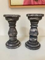 Twee PTMD Kandelaars, Ophalen, Bruin, Zo goed als nieuw, Hout