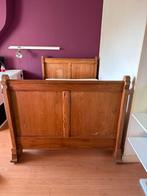 Antiek Twijfelaar Bed met Lattenbodem, Ophalen, Gebruikt, Bruin, Twijfelaar