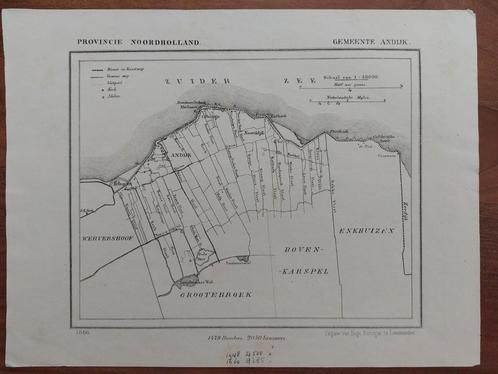 1 / Gemeente Andijk Litho uit 1866 van J. Kuyper, Antiek en Kunst, Kunst | Litho's en Zeefdrukken, Ophalen of Verzenden