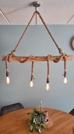 Touwlamp boomstam, Huis en Inrichting, Lampen | Hanglampen, Ophalen, Zo goed als nieuw, Hout, 75 cm of meer