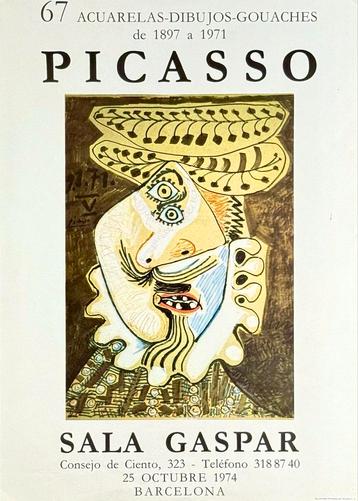Picasso Litho Poster Sala Gaspar 1974 Barcelona Tentoonstell beschikbaar voor biedingen