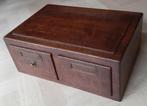 Antiek houten index card box met 2 lades, Ophalen of Verzenden