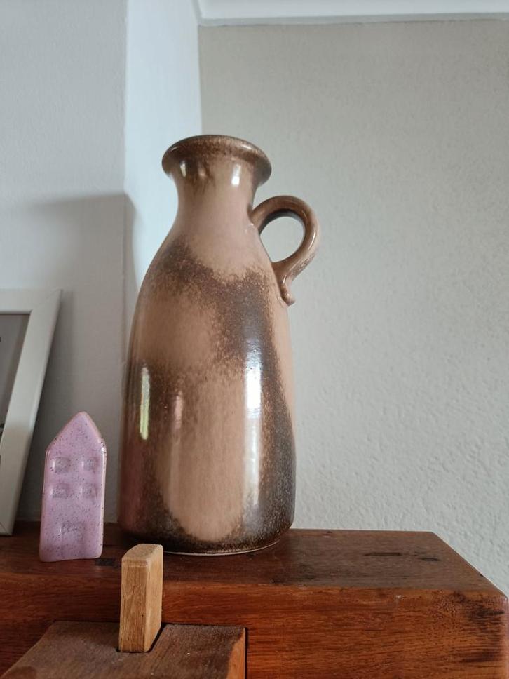 West Germany scheurich keramik 493-27 bruin beige, Huis en Inrichting, Woonaccessoires | Vazen, Zo goed als nieuw, Overige kleuren