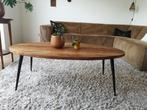 Salontafel - ovaal - design - teakhout - gietijzer, Ophalen, 100 tot 150 cm, 50 tot 100 cm, Zo goed als nieuw