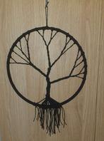 Macrame levensboom in ring  zwart 26 cm doorsnee, Verzenden, Nieuw