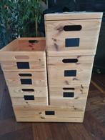 7 houten stapelbare opbergkratten, ideale speelgoedkisten, Huis en Inrichting, Woonaccessoires | Kisten, Ophalen, Gebruikt, Minder dan 50 cm