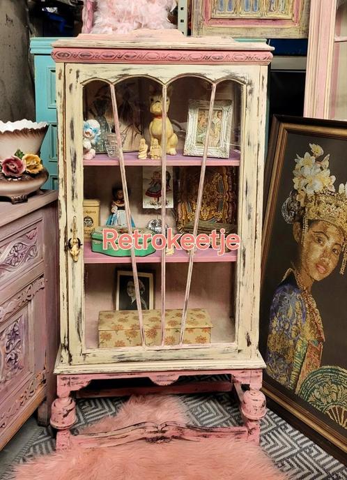 Shabby/Ibiza/Vitrinekastje/Kastje/Kast, Antiek en Kunst, Curiosa en Brocante, Ophalen