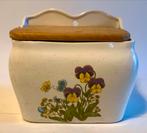 Vintage Wildflowers keramische zoutpot met houten deksel, Ophalen of Verzenden