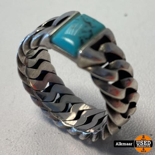 Buddha to Buddha RING CHAIN STEEN TURQUOISE | Maat 19 | Nett, Sieraden, Tassen en Uiterlijk, Ringen, Zo goed als nieuw