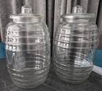 2 grote glazen voorraadpotten met deksel, Huis en Inrichting, Woonaccessoires | Overige, Ophalen, Zo goed als nieuw