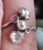 Antiek diamant design ring 14K goud Holland ca 1900, Sieraden, Tassen en Uiterlijk, Antieke sieraden, Ophalen, Goud, Ring, Met edelsteen