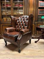 Chesterfield king side oorfauteuil bruin gevlamd