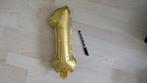Ballon cijfer 1 goud, Ophalen, Zo goed als nieuw, Versiering, Verjaardag