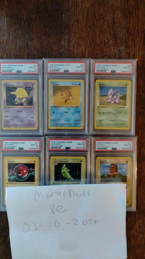 Pokemon kaarten 1999 1st edition Base shadowless PSA 10, Hobby en Vrije tijd, Verzamelkaartspellen | Pokémon, Nieuw, Meerdere kaarten