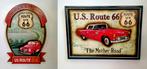 2x Houten 3D Auto & Route 66 Schilderij Wandbord - Zie Omsch, Ophalen of Verzenden, Zo goed als nieuw