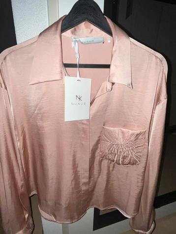 NUBUK NW collectie salmon/zalm rose blousje + bewerkte mouw beschikbaar voor biedingen