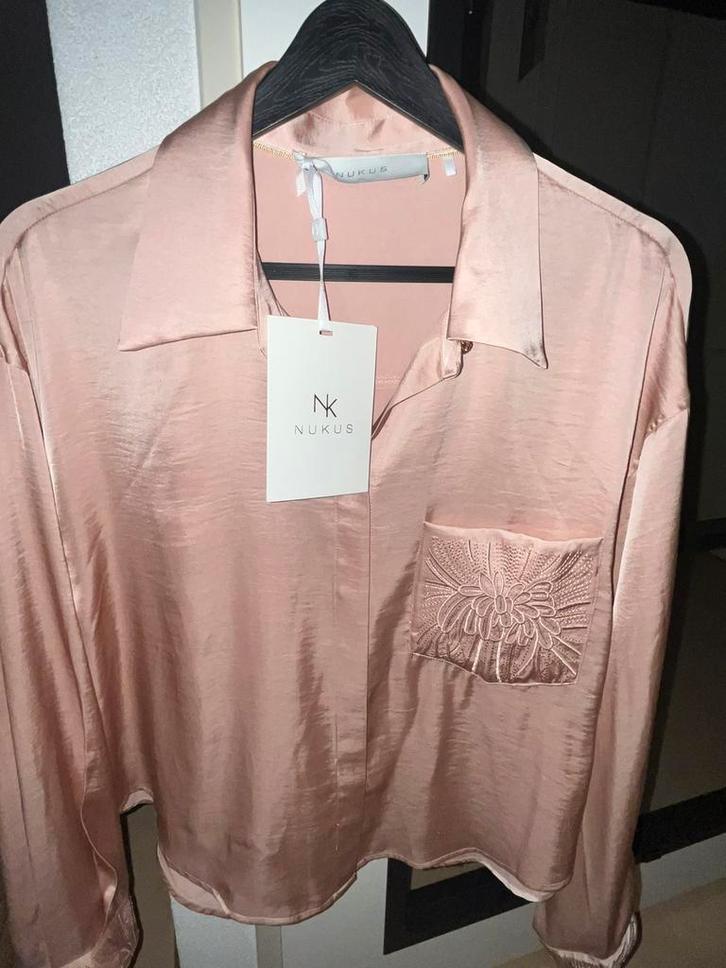 NUBUK NW collectie salmon/zalm rose blousje + bewerkte mouw, Kleding | Dames, Blouses en Tunieken, Nieuw, Maat 42/44 (L), Roze