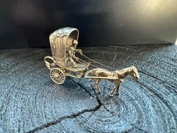 Zilveren Miniatuur Koets met Koetsier & Paard beschikbaar voor biedingen