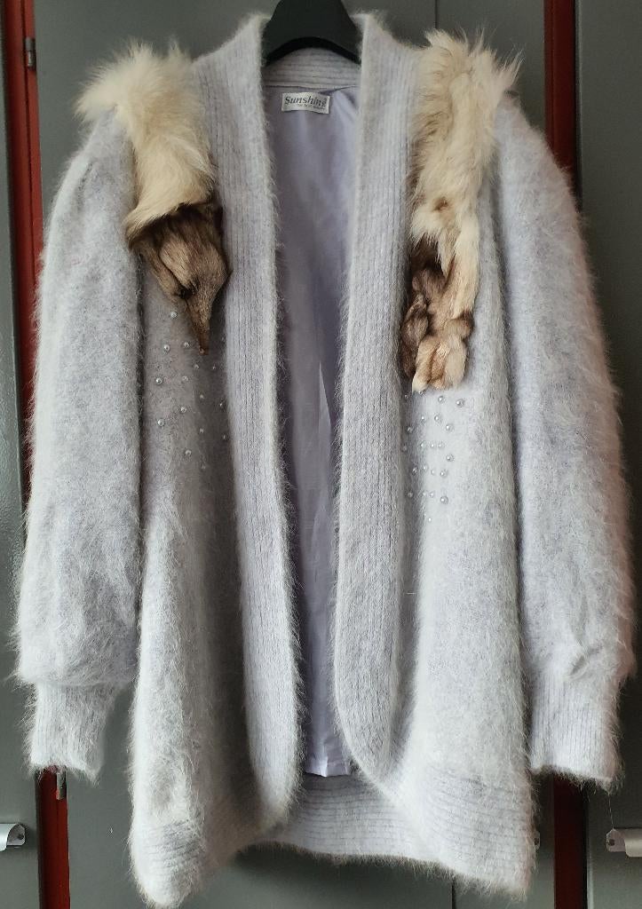 Vintage angora vest met bont – Korea (oversized), Kleding | Dames, Truien en Vesten, Zo goed als nieuw, Maat 38/40 (M), Ophalen of Verzenden