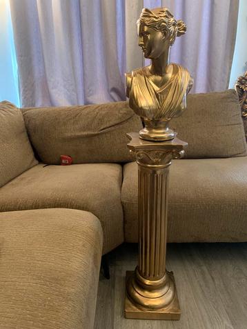 Prachtige gouden pilaar zuil met borstbeeld barok beschikbaar voor biedingen