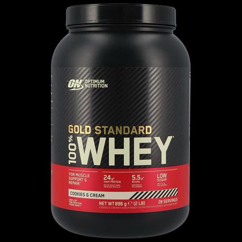 Optimum Nutrition Gold Standard 100% Whey Cookies & Cream, Sport en Fitness, Gezondheidsproducten en Wellness, Nieuw, Poeder of Drank
