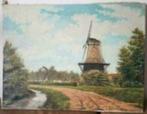 schilderij olieverf molen Hollands Landschap J. van Dijk, Antiek en Kunst, Kunst | Schilderijen | Klassiek, Ophalen