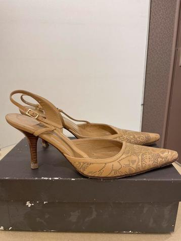 Ballin leren beige geprinte slingback pumps in maat 39 beschikbaar voor biedingen