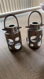 2 theelichtjes robuust zilver look ptmd, Ophalen of Verzenden, Zo goed als nieuw, Metaal, Minder dan 25 cm
