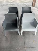 4 stoelen tuinstoelen box 3x antraciet 1x lichtgrijs, Tuin en Terras, Ophalen, Kunststof, Stapelbaar