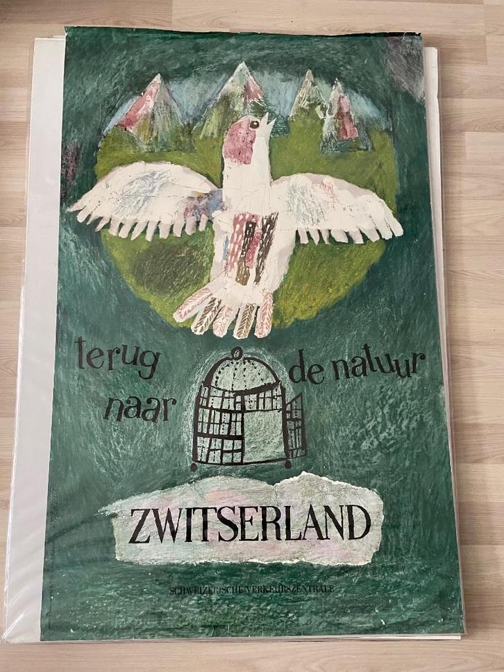Posters Zwitserland, Frans, Volkenkunde, GVN vormgevers, Verzamelen, Posters, Zo goed als nieuw, Reclame, A1 t/m A3, Rechthoekig Staand