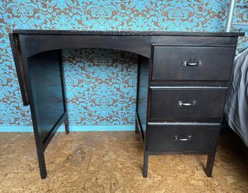 Vintage donkerbruin/zwart bureau beschikbaar voor biedingen