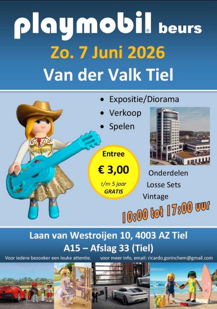 PLAYMOBILBEURS 7 juni 2026 Van der Valk TIEL Playmobil beurs, Kinderen en Baby's, Speelgoed | Playmobil, Ophalen of Verzenden