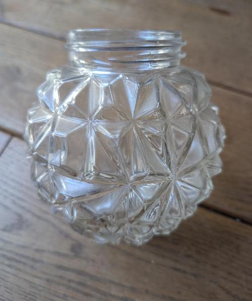 Glazen lampen kap retro motief draaidop, Huis en Inrichting, Lampen | Lampenkappen, Gebruikt, Minder dan 25 cm, Rond, Ophalen of Verzenden