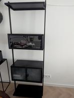 Stijlvolle zwarte kast met glazen deuren van By-boo, Ophalen, Minder dan 50 cm, Met deur(en), Zo goed als nieuw