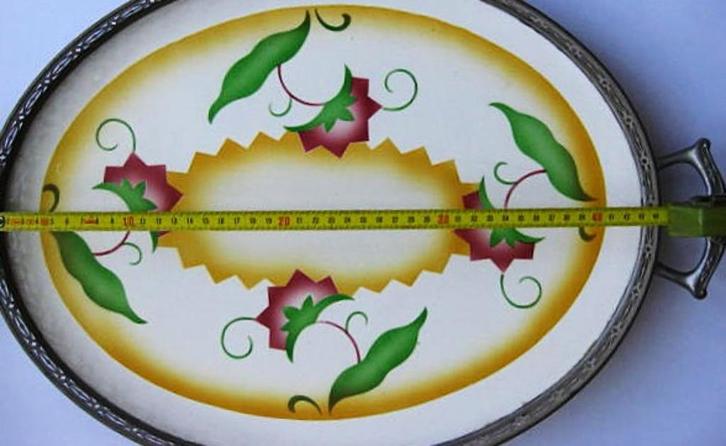 Vintage Art Deco Porseleinen Dienblad Gemerkt 1930/1945, Antiek en Kunst, Antiek | Porselein, Ophalen of Verzenden