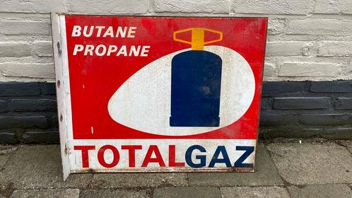 Emaille antiek dubbelzijdig uithangbord Totalgaz Butane, Antiek en Kunst, Antiek | Emaille, Ophalen of Verzenden