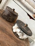 Leuke patina glazen koekjes, snoepjes “trommel” en potje, Huis en Inrichting, Keuken | Servies, Ophalen, Glas of Glazen, Overige stijlen
