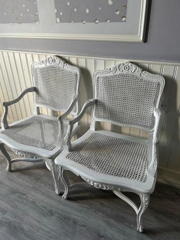 Set van 4 Barok Fauteuils met Riet, Wit beschikbaar voor biedingen