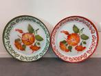 twee vintage emaille dienbladen, Ophalen of Verzenden, Gebruikt, Rond, Metaal