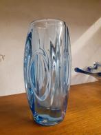 jaren 50 design Bullet vaas Rudolf Schröter voor Sklo Union, Gebruikt, Blauw, ?, Glas