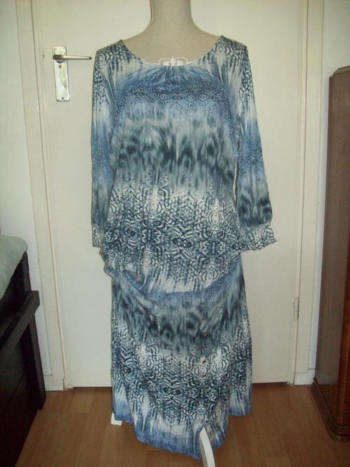 Prachtige blauwe grafische jurk van Expresso maat XL 46 48, Kleding | Dames, Jurken, Zo goed als nieuw, Maat 46/48 (XL) of groter