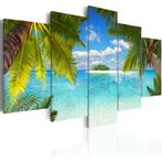 919 Paradijs Palmboom 5 Luik Canvas Schilderij 200x100 Nieuw, Ophalen of Verzenden