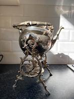 Antieke verzilverde Theepot met Warmhouder, Ophalen of Verzenden, Zilver